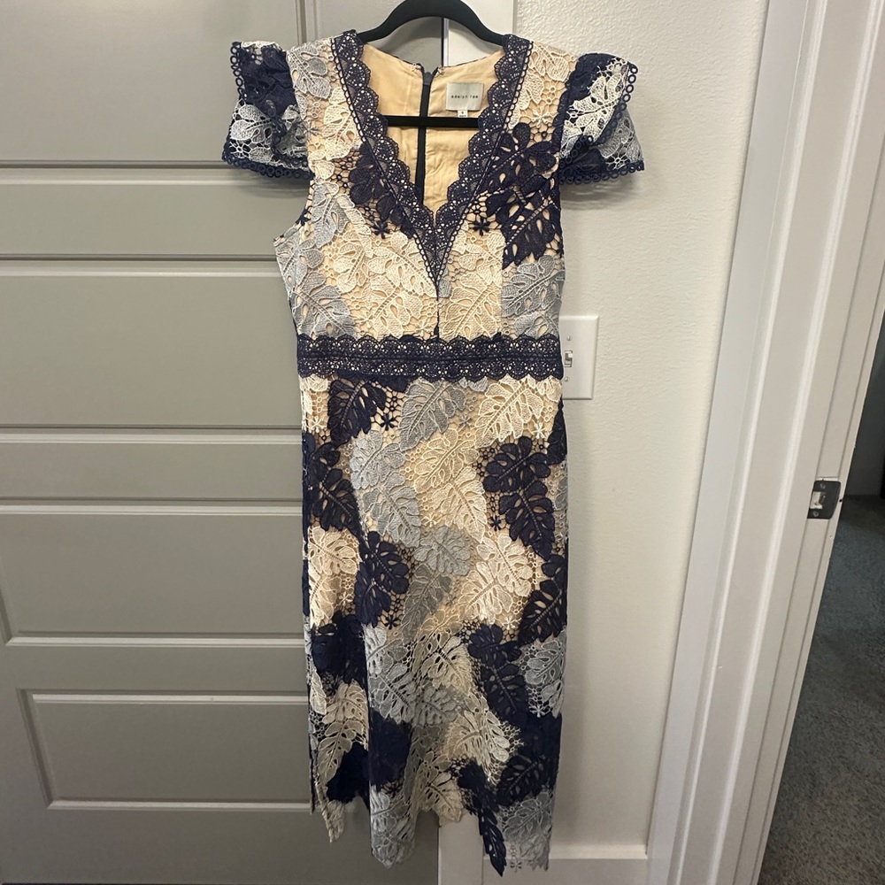 Adelyn Rae Adeline Palm Lace Midi Dress Size Small